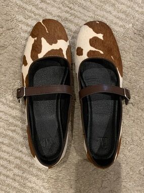 GAP Brown & White Cowhide Mary Jane Flats